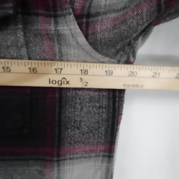 Obey Jacket Mens Small Black Gray Red Plaid Sherpa Collar Flannel Lined Workwear - Picture 8 of 12